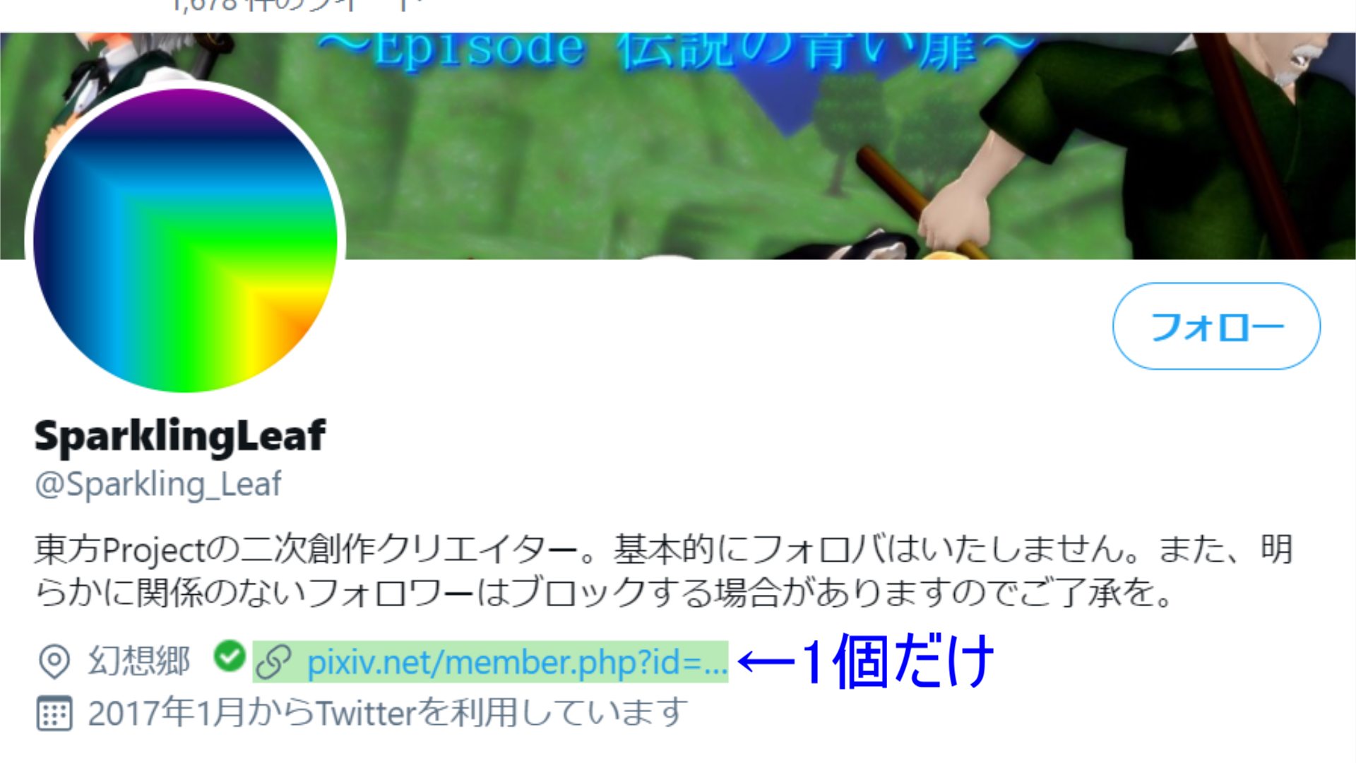 Twitterのプロフィールページ